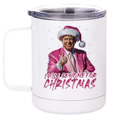 ILl Be Home For Christmas Funny Santa Trump Xmas Pajamas 12 oz Stainless Steel Tumbler Cup