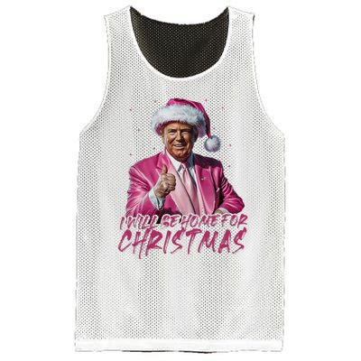 ILl Be Home For Christmas Funny Santa Trump Xmas Pajamas Mesh Reversible Basketball Jersey Tank