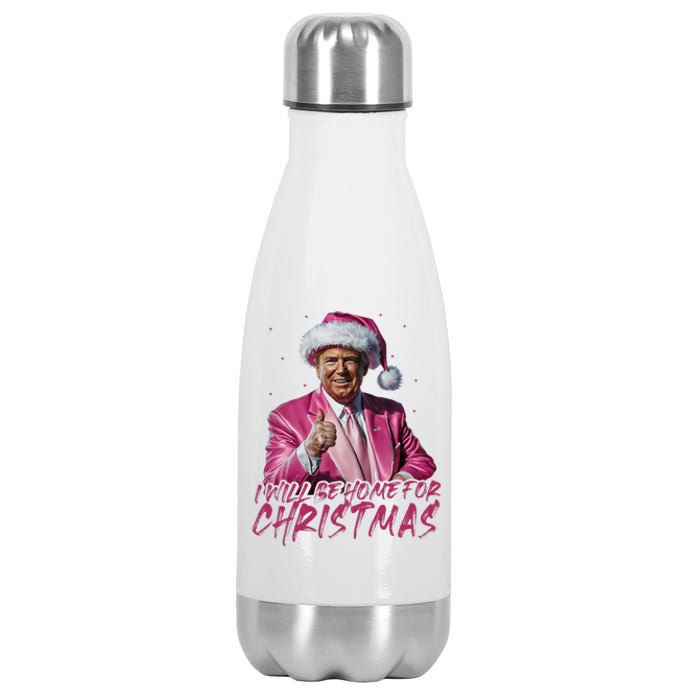 ILl Be Home For Christmas Funny Santa Trump Xmas Pajamas Stainless Steel Insulated Water Bottle