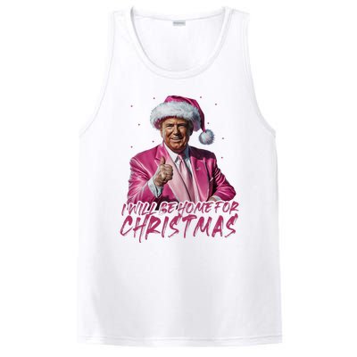 ILl Be Home For Christmas Funny Santa Trump Xmas Pajamas PosiCharge Competitor Tank