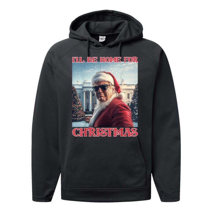 ILl Be Home For Christmas Trump Santa Selfie White House Performance Fleece Hoodie