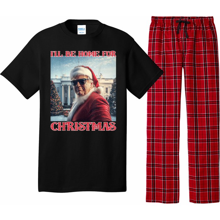 ILl Be Home For Christmas Trump Santa Selfie White House Pajama Set