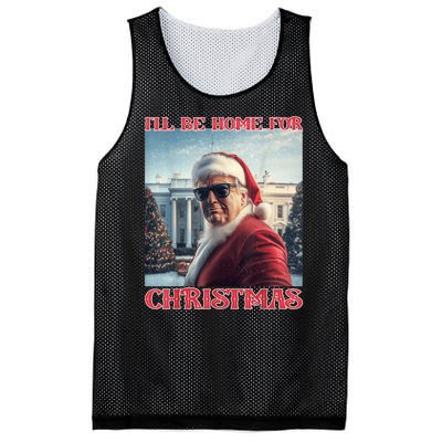 ILl Be Home For Christmas Trump Santa Selfie White House Mesh Reversible Basketball Jersey Tank