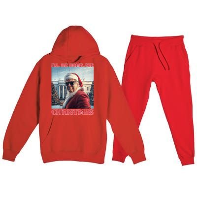 ILl Be Home For Christmas Trump Santa Selfie White House Premium Hooded Sweatsuit Set