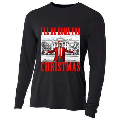 ILl Be Home For Christmas Santa Funny Trump Xmas Pajamas Cooling Performance Long Sleeve Crew