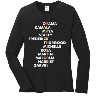 Important Black History Leaders Celebrate Black History Ladies Long Sleeve Shirt