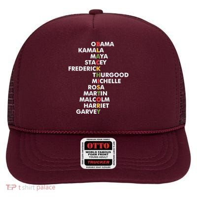 Important Black History Leaders Celebrate Black History High Crown Mesh Back Trucker Hat