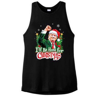 ILl Be Home For Christmas Funny Trump Santa 2024 Christmas Ladies PosiCharge Tri-Blend Wicking Tank