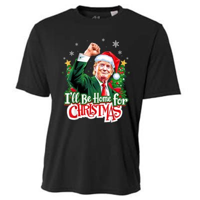 ILl Be Home For Christmas Funny Trump Santa 2024 Christmas Cooling Performance Crew T-Shirt