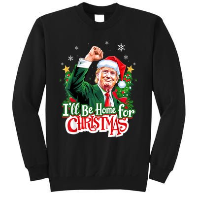 ILl Be Home For Christmas Funny Trump Santa 2024 Christmas Sweatshirt