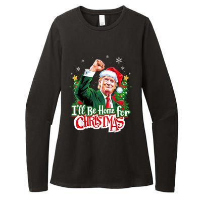 ILl Be Home For Christmas Funny Trump Santa 2024 Christmas Womens CVC Long Sleeve Shirt