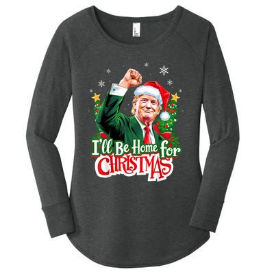 ILl Be Home For Christmas Funny Trump Santa 2024 Christmas Women's Perfect Tri Tunic Long Sleeve Shirt