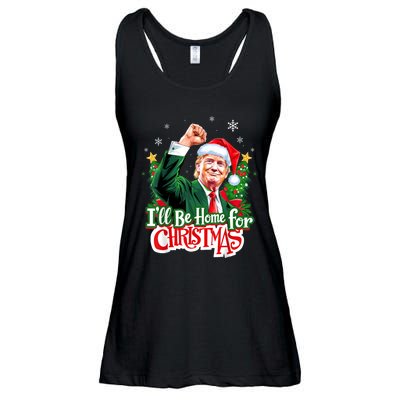 ILl Be Home For Christmas Funny Trump Santa 2024 Christmas Ladies Essential Flowy Tank