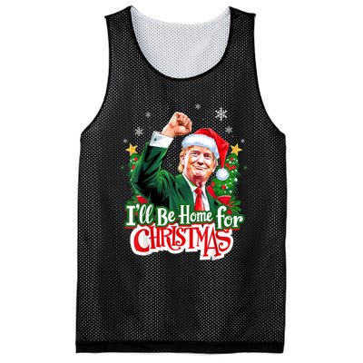 ILl Be Home For Christmas Funny Trump Santa 2024 Christmas Mesh Reversible Basketball Jersey Tank