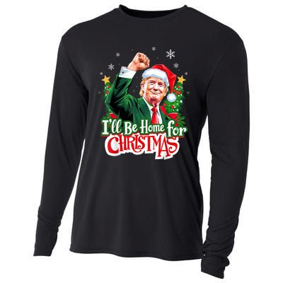 ILl Be Home For Christmas Funny Trump Santa 2024 Christmas Cooling Performance Long Sleeve Crew