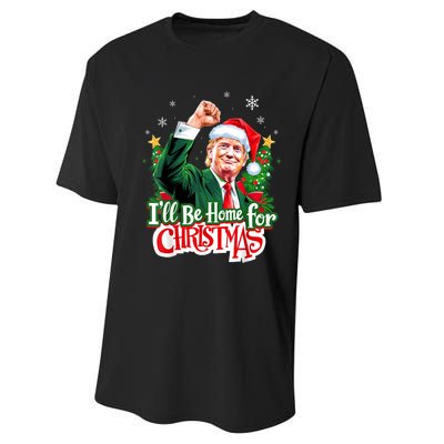 ILl Be Home For Christmas Funny Trump Santa 2024 Christmas Performance Sprint T-Shirt