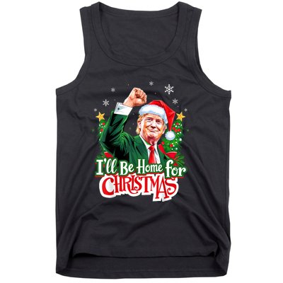 ILl Be Home For Christmas Funny Trump Santa 2024 Christmas Tank Top