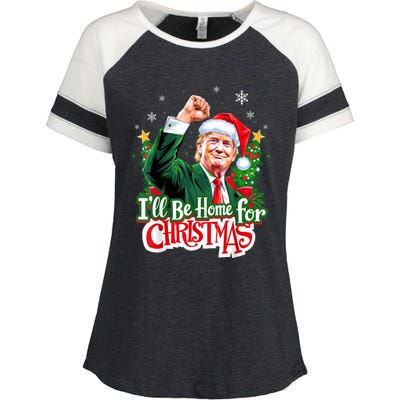 ILl Be Home For Christmas Funny Trump Santa 2024 Christmas Enza Ladies Jersey Colorblock Tee