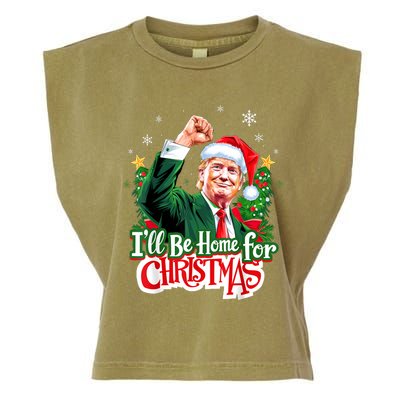 ILl Be Home For Christmas Funny Trump Santa 2024 Christmas Garment-Dyed Women's Muscle Tee