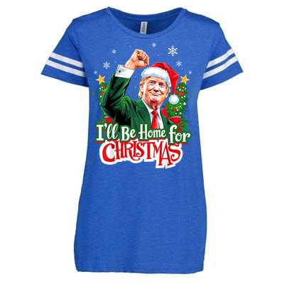 ILl Be Home For Christmas Funny Trump Santa 2024 Christmas Enza Ladies Jersey Football T-Shirt