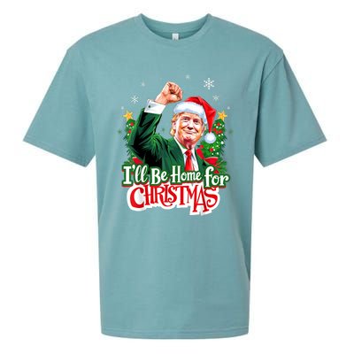 ILl Be Home For Christmas Funny Trump Santa 2024 Christmas Sueded Cloud Jersey T-Shirt