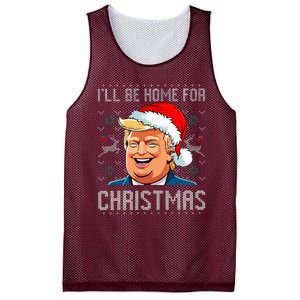 ILl Be Home For Christmas Funny Santa Claus Trump 2024 Mesh Reversible Basketball Jersey Tank