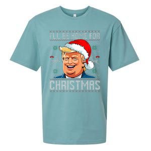 ILl Be Home For Christmas Funny Santa Claus Trump 2024 Sueded Cloud Jersey T-Shirt