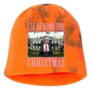 ILl Be Home For Christmas Funny Santa Claus Trump 2024 Kati - Camo Knit Beanie