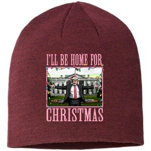 ILl Be Home For Christmas Funny Santa Claus Trump 2024 Sustainable Beanie