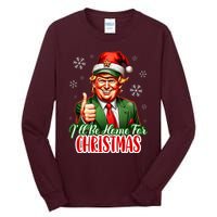 ILl Be Home For Christmas Funny Santa Claus Trump 2024 Tall Long Sleeve T-Shirt