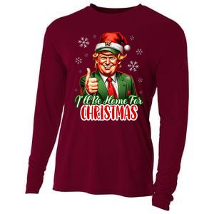 ILl Be Home For Christmas Funny Santa Claus Trump 2024 Cooling Performance Long Sleeve Crew