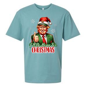 ILl Be Home For Christmas Funny Santa Claus Trump 2024 Sueded Cloud Jersey T-Shirt