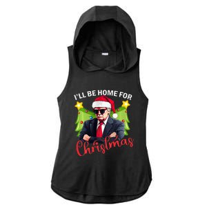 ILl Be Home For Christmas Santa Claus Trump 2024 Ladies PosiCharge Tri-Blend Wicking Draft Hoodie Tank