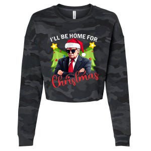 ILl Be Home For Christmas Santa Claus Trump 2024 Cropped Pullover Crew