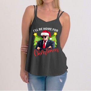 ILl Be Home For Christmas Santa Claus Trump 2024 Women's Strappy Tank