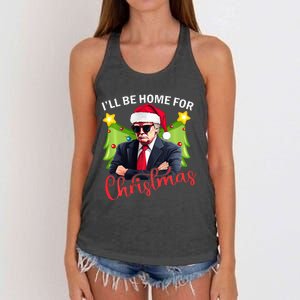 ILl Be Home For Christmas Santa Claus Trump 2024 Women's Knotted Racerback Tank