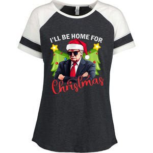 ILl Be Home For Christmas Santa Claus Trump 2024 Enza Ladies Jersey Colorblock Tee