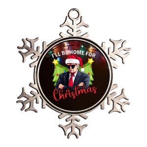 ILl Be Home For Christmas Santa Claus Trump 2024 Metallic Star Ornament