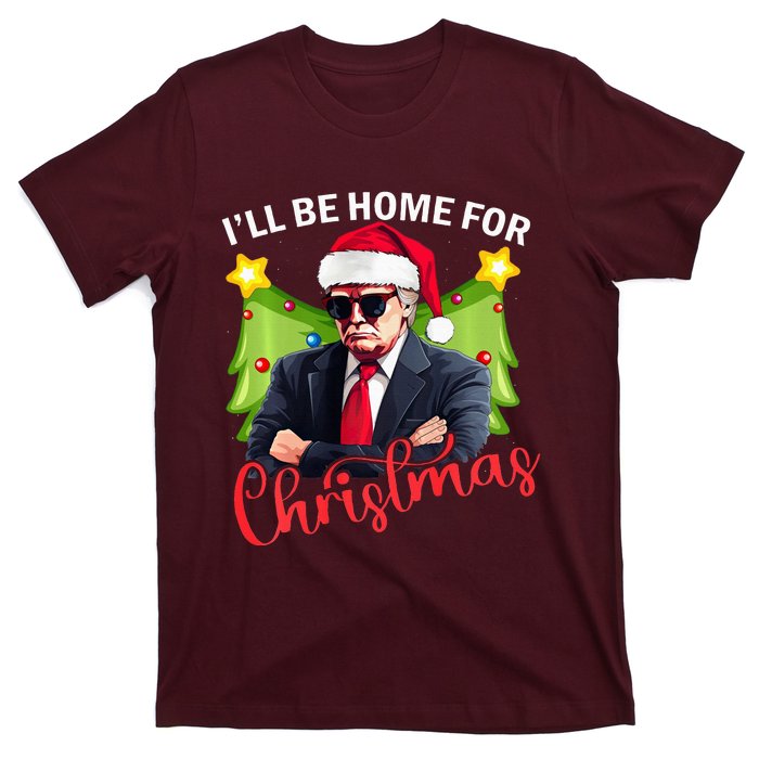 ILl Be Home For Christmas Santa Claus Trump 2024 T-Shirt