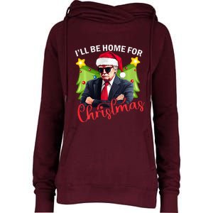 ILl Be Home For Christmas Santa Claus Trump 2024 Womens Funnel Neck Pullover Hood