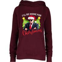 ILl Be Home For Christmas Santa Claus Trump 2024 Womens Funnel Neck Pullover Hood