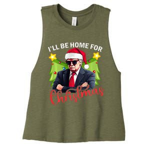 ILl Be Home For Christmas Santa Claus Trump 2024 Women's Racerback Cropped Tank