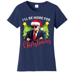 ILl Be Home For Christmas Santa Claus Trump 2024 Women's T-Shirt