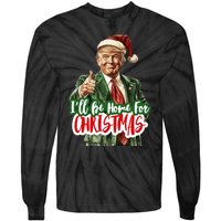 ILl Be Home For Christmas Funny Santa Claus Trump 2024 Tie-Dye Long Sleeve Shirt