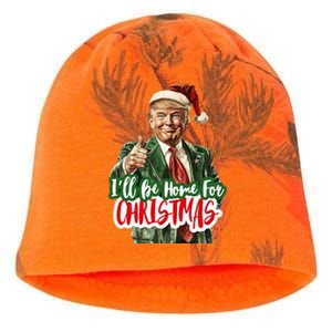 ILl Be Home For Christmas Funny Santa Claus Trump 2024 Kati - Camo Knit Beanie