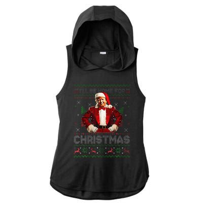 ILl Be Home For Christmas Xmas Trump Pajamas Holiday Santa Ladies PosiCharge Tri-Blend Wicking Draft Hoodie Tank