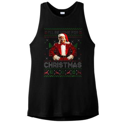 ILl Be Home For Christmas Xmas Trump Pajamas Holiday Santa Ladies PosiCharge Tri-Blend Wicking Tank