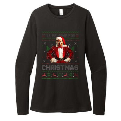 ILl Be Home For Christmas Xmas Trump Pajamas Holiday Santa Womens CVC Long Sleeve Shirt