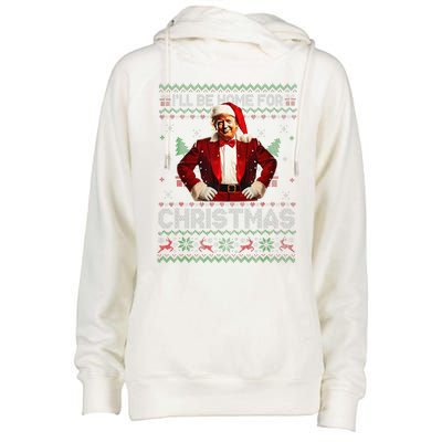 ILl Be Home For Christmas Xmas Trump Pajamas Holiday Santa Womens Funnel Neck Pullover Hood