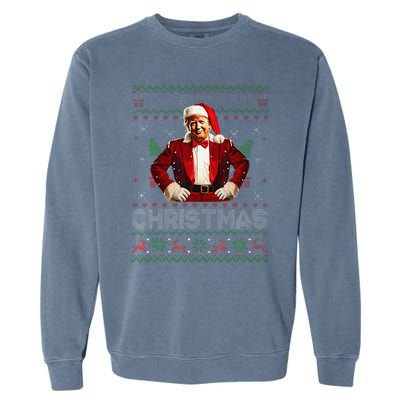 ILl Be Home For Christmas Xmas Trump Pajamas Holiday Santa Garment-Dyed Sweatshirt